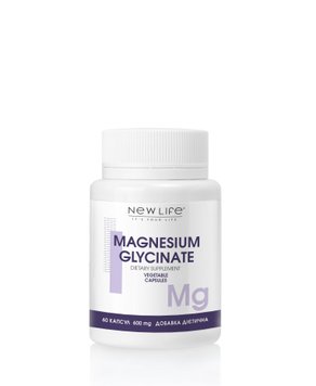 Гліцинат Магнію Magnesium Glycinate  дієтична добавка- для зміцнення нервової системи, 60 рослинних капсул в баночці New Life 4820171415252 фото