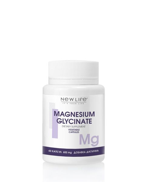 Гліцинат Магнію Magnesium Glycinate  дієтична добавка- для зміцнення нервової системи, 60 рослинних капсул в баночці New Life 4820171415252 фото