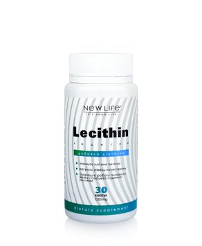 Lecithin / Лецитин - додаткове джерело есенціальних жирних кислот, холіну і інозитолу 30 капсул у баночці 1200 mg New Life дієтична добавка 4820258110117 фото