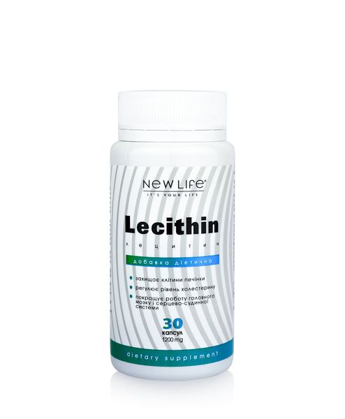 Лецитин Lecithin - дополнительный источник эссенциальных жирных кислот, холина и инозитола, 30 капсул в баночке 1200 mg New Life диетическая добавка 4820258110117 фото